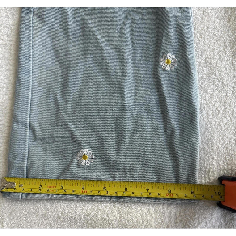 Girls Soho Blue Denim Jeans Pants With Side Pockets‎ and Daisies size 10 - Picture 8 of 11